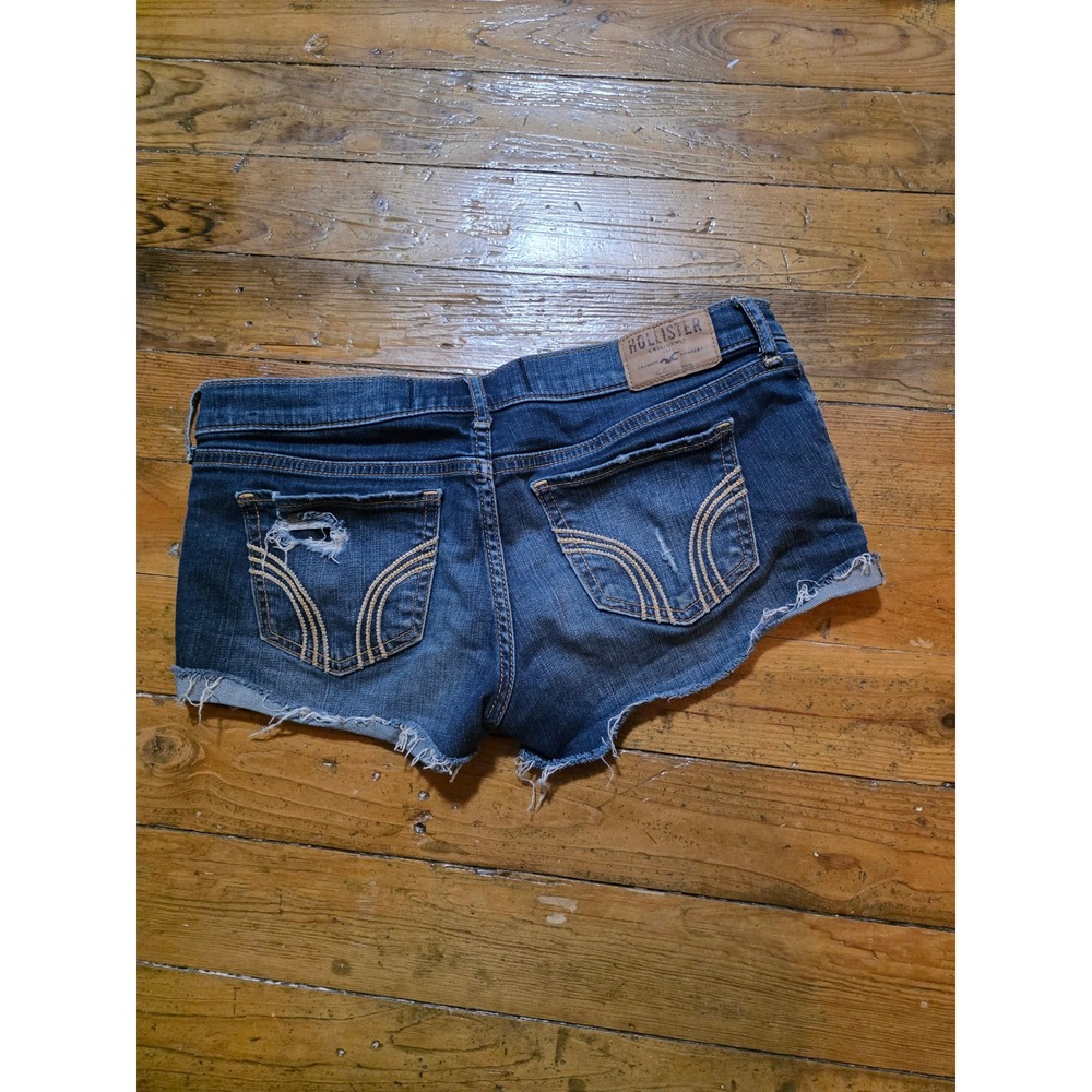 Vintage Hollister Low Rise Distressed Denim Shorts Dark Wash Womens Size 5 W27
